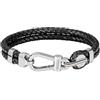 BOSS Jewelry Braccialetto da Uomo Collezione ARES PRIME con Pelle Nera e Chiusura in Acciaio Inossidabile - 1580699M, nero