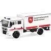 Herpa Modellino camion MAN TGM MzKW (veicolo polivalente) Protezione civile Bassa Sassonia, miniatura in scala 1:87, pezzo da collezione, Made in Germany, plastica