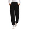 CrystErzoix Pantaloni Tuta Donna Invernali Felpati Pantaloni Termici Cargo Pantaloni in Pile Caldi Comodi Joggers Fitness Casual con Elastico in Vita, Nero L