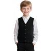 Yanmucy Gilet lavorato a maglia con scollo a V, senza maniche, per uniforme scolastica, per bambini dai 5 ai 14 anni, Nero , 13-14 Years
