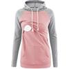 Love2Mi Felpa con cappuccio per allattamento premaman a maniche lunghe, A-rosa/Grigio, S