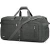 WANDF Borsa da Viaggio 65L con Scomparto Bagnato e Scomparto per Scarpe Borsa da Viaggio Pieghevole Weekender Bagaglio a Mano per Uomo Donna (Grigio)