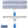 Mitclear Lavavetri Professionale, 35cm Tergivetro in Silicone e Lavavetri in Microfibra, Tergivetro in Acciaio Inox, Strumento Pulizia dei Vetri per Bagno, Doccia, Auto, Vetro, Finestre, Piastrelle