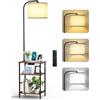 OUTONLIFE Lampada da Terra con Tavolino, 2 Cassetti in Tessuto e Mensola, LED Dimmerabile con Telecomando, 3 Temperature Colore, Tavolino con Porte USB, Comodino per Soggiorno, Camera da Letto