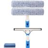 Mitclear Lavavetri Professionale, 25cm Tergivetro in Silicone e Lavavetri in Microfibra, Tergivetro in Acciaio Inox, Kit Pulizia dei Vetri per Bagno, Doccia, Auto, Vetro, Finestre, Piastrelle, Specchi