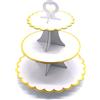 Tumtanm Alzata per cupcake in cartone a 3 ripiani, usa e getta, per feste, matrimoni, feste di compleanno, colore bianco