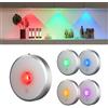 MEKKLEON Puck luci con telecomando ricaricabile, senza fili sotto l'illuminazione dell'armadio,2000mAh a batteria Tap Push Touch luci (colore legno, 3 pezzi) (RGB-Silver, 5 pz)