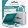 Udivita 2 Custodie Porta Apparecchi Acustici - UdiCase Protezione da Polvere Urti e Liquidi - Interno Ergonomico e Apertura Rapida con Piedini Antiscivolo - Contenitore Portatile Impermeabile Compatto 7x7x3cm