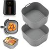 WideSmart 2 Pezzi Teglia per Friggitrice ad Aria,Accessori Friggitrice ad Aria, Contenitori Friggitrice ad Aria Accessori per Cosori 4,1L HD9252, HD9255,HD9200 Riutilizzabile Invece di Carta Forno (Grigio)