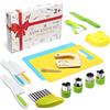 LETTO & TAILOR Coltello per bambini Set di 16 coltelli da cucina di sicurezza per bambini con tagliaverdure, coltello in legno, tagliere