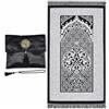 Générique Tappeto di preghiera musulmano (Sajadah) Tappeto di preghiera islamico, con perle di preghiera ed elegante Borsa. (nero, 70 x 110 cm)
