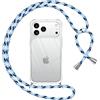 Pnakqil Cover per iPhone 17 Pro con Cordino, Trasparente Custodia con Laccio Tracolla Cellulare Girocollo Collana Protettiva per iPhone 17 Pro 6,3 Pollic, Blu
