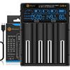 WISSBLUE Caricabatteria 18650, schermo LCD può visualizzare la capacità, caricabatterie veloce 2a 18650, adatto per batteria al litio da 3,7 V e batteria Ni-Mh/Ni-Cd AA AAA da 1,2 V
