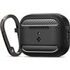 Spigen Cover Rugged Armor Compatible con AirPods Pro 3 (3a Generazione 2025) con Moschettone, Custodia AirPods Pro 3 - Nero Opaco