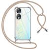 Pnakqil Cover per Honor 90 con Cordino, Trasparente Custodia con Laccio Tracolla Cellulare Girocollo Collana Protettiva per Honor 90 6.7 Pollic, Khaki