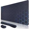 Niviy Tappetino per mouse da gioco, 90 x 40 cm ergonomico per tastiera con 2 Poggiapolsi per Tastiera per computer, PC, laptop, gioco