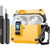 TiMOVO Custodia per Airpods Pro 3 (2025) con Clip di Sicurezza, Case Cover Rigida Protettiva Anticaduta per Apple AirPod Pro 3a Generazione con Gancio di Arrampicata e Kit di Pulizia, Giallo+Nero