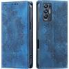 CASEONJAN Cover per Oppo Find X3 Neo 5G, Pelle PU Custodia a portafoglio con scomparti per Slot Schede, Antiurto Flip Caso Cover per Oppo Find X3 Neo 5G (Vintage Blu)