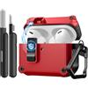 TiMOVO Custodia per Airpods Pro 3 (2025) con Clip di Sicurezza, Rosso+Nero | Case Cover Rigida Protettiva Anticaduta per Apple AirPod Pro 3a Generazione con Gancio di Arrampicata e Kit di Pulizia