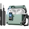 TiMOVO Custodia per Airpods Pro 3 (2025) con Clip di Sicurezza, Ciano+Nero | Case Cover Rigida Protettiva Anticaduta per Apple AirPod Pro 3a Generazione con Gancio di Arrampicata e Kit di Pulizia