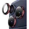 JETech Pellicola Fotocamera per iPhone 17 Pro 6,3 Pollici e iPhone 17 Pro Max 6,9 Pollici, Vetro Temperato 9H con Cover Anello Individuale in Metallo, Bicolore, Trasparente HD, 1 Set (Nero+Rosso)