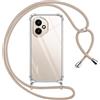 Pnakqil Cover per Honor 400 5G con Cordino, Trasparente Custodia con Laccio Tracolla Cellulare Girocollo Collana Protettiva per Honor 400 5G 6.55 Pollic, Khaki