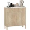 HOMCOM Credenza Cucina con 2 Cassetti Silenziosi e Piano d'Appoggio Effetto Marmo, Mobile Cucina con Armadietto e Ripiano Regolabile, Credenza Soggiorno per Salotto Sala da Pranzo, 77x30x80cm, Rovere