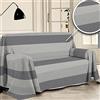 PENSIERI DELICATI Telo Copridivano 180 x 290 cm Made in Italy, Telo Copritutto 100% Cotone Puro Riciclato Tinto in Filo, Fantasia Fascia Grigio, Ideale Come Telo Arredo, Salva Divano, Coperta Picnic