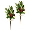 Flair Flower Corona artificiale di abete con coni, bacche, rami di neve artificiale, decorazione per conifere, corona dell'Avvento, gambo artificiale, ghirlande ast, 40 x 18 x 10 cm, 021183GNR