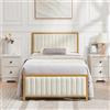 VECELO Telaio letto 90 x 200 cm, letto singolo in metallo con testiera e pediera imbottiti, telaio del letto con rete a doghe, altezza 32 cm sotto il letto, non è necessario alcun ponticello da boxe,