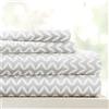 Linen Market LM Pattern 4PC Set Lenzuola, Microfibra, Chevron Soffiato Grigio Chiaro, Coppia