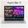 Acer Aspire Go 15 Intel Core i5-13420H, 16GB DDR5 RAM, 512GB SSD, Win 11 Home, Wi-Fi 6, Bluetooth 5.0, 2x USB-C, Display 15.6" Full HD,Silver - Ideale per Ufficio, Studenti e Casa