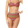 goldenpoint Bikini Damen Badeanzug Hoch Geschnittener Slip Stickerei Liberty Villa, Costume Intero,