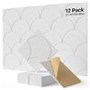 Soundsbay Pannelli Fonoassorbenti Autoadesivi 12 Pezzi Bianco 30x30x0.9cm | Protezione Acustica Assorbimento del Suono, in Poliestere per Isolamento Acustico, per Trattamento, Pannello fonoassorbente