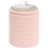 PINPLUS Sgabello Pouf Contenitore, Cassapanca Rotondo Ottomano con Contenitore, Pieghevole Poggiapiedi in Teddy 37x37x45 cm, per Soggiorno, Camera da Letto e Corridoio, Rosa