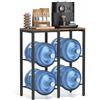 Bikoney Portabottiglie Acqua 19L, Supporto 3 Ripiani con Mensola in Legno, Porta Taniche 4 Posti per Bottiglioni 5 Galloni, Scaffale Dispenser Acqua per Casa, Ufficio, Garage