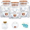 Doni Bomboniere Set Bomboniere Battesimo 12PZ Barattolini in Vetro 4x4x4 Portaconfetti Trasparenti Tappo Sughero 12PZ Adesivi Personalizzabili Orsetto 12PZ Bustine Confetti Festa Nascita Gadget Evento