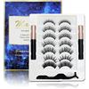 Pure Vie Ciglia Finte Magnetiche, 7paia Extension Ciglia Finte Ciuffetti Naturali con Eyeliner Magnetico Kit 3d Effetto Riutilizzabili Half Lashes Cateye Eyelashes No Need Ciglia Colla