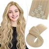 SEGO Pro 45cm Extension Capelli a Clip 8 PCS Capelli Sintetici Naturali Lisci Parrucca Donna Clip in Hair Extensions (#16-613 Biondo Sabbia/Biondo Chiarissimo,130g)