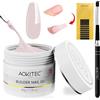 Aokitec gel unghie ricostruzione - 60 g di gel nudo Rosa per estensioni unghie per rinforzare la manicure con 100 pezzi di formine per unghie e pennello per unghie acriliche per principianti estendere