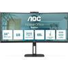 AOC CU34V5CW - Monitor curvo WQHD da 34 pollici, webcam da 2 MP, altoparlante, altezza regolabile (3440 x 1440, 100 Hz, HDMI, DisplayPort, USB-C, hub USB) Nero Visita lo Store di AOC