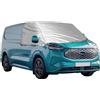 QENETY Copertura per parabrezza anteriore per Ford Transit Custom 2012-2022, colore argento, pieghevole, termica, resistente alle intemperie, UV, gelo, neve, ghiaccio