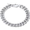 PROSTEEL Bracciali Uomo, Argento, Metallo Impermeabile,Catena Cubana Robusta Grossa, Hip Hop Punk 10mm 21cm