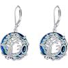 YFN 30° compleanno Orecchini in argento 925 Albero della vita Orecchini a penzoloni in cristallo blu Gioielli di compleanno per donne