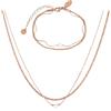 VICKWOOD Set di collane con perle a strati - Cavigliera da donna lunga 30 cm - Collana - Bracciale - Oro/Oro rosa/Argento - Cavigliera in acciaio inossidabile impermeabile 18K - Gioiello regalo per