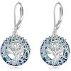 YFN 60° Compleanno Orecchini in Argento 925 Albero della Vita Orecchini di Cristallo Blu Compleanno Gioielli per Donne Madre Nonna