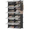 SONGMICS Scarpiera, Scaffale Modulare a 10 Scomparti per 40 Paia di Scarpe da Ingresso, con Sportelli, Telaio in Acciaio e Ripiani in Plastica, Camera da Letto, Nero e Trasparente LPC035B01