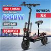BOYUEDA S3 E-Scooter 6000W doppio motore 60V 38AH batteria al litio Scooter fuoristrada Scooter elettrico pieghevole da 11 pollici City