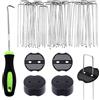 Swpeet 101 Pieces a forma di U paesaggio giardino Stakes pinze e guarnizione di fissaggio in plastica con Pick Hook assortimento Kit, giardino prato paesaggio pinze per tubi d'irrigazione, recinzioni