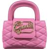 Gaëlle Borsa Mini Trapuntata in Pelle Rosa con Logo Dorato, Manici Doppi, Design Elegante